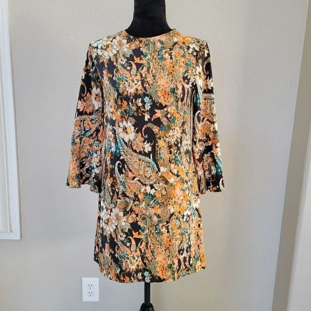 WAYF Floral Shift Dress 3/4 sleeve size S